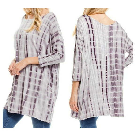 Gray oversized tie dye tunic top - Picture 2 of 2